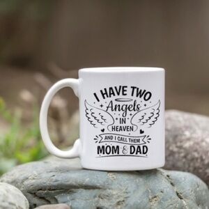 Mom And Dad Angel Memorial White Ceramic Mug